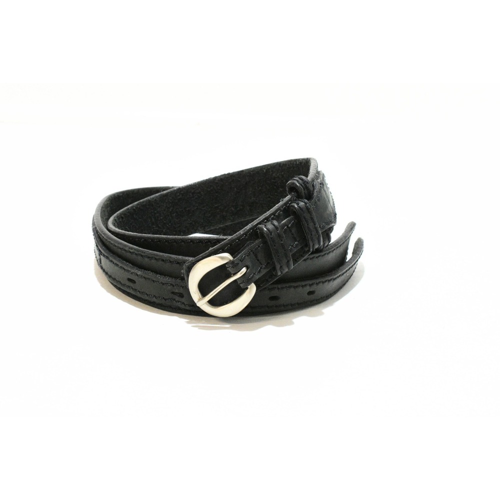Duluth Ranger Belt Mens Size L Black Leather Silver Buckle Double Belt Western